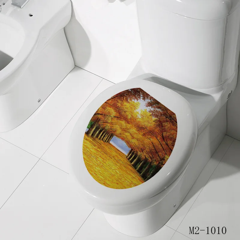WC напольный унитаз крышка стикер туалетный табурет наклейка на комод домашний декор украшения для ванной комнаты 3D Печатный Цветок вид 32*39 см стикер