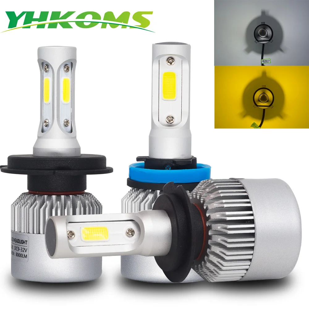 Автомобисветильник светодиодные фары YHKOMS H4 H7 H8 H11 H1 H3 9005 9006 880 881 H27 3000K 4300K 6500K 8000K