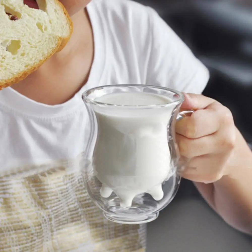 Креативные стаканы для молока двухслойные термостойкие Симпатичные кружки с