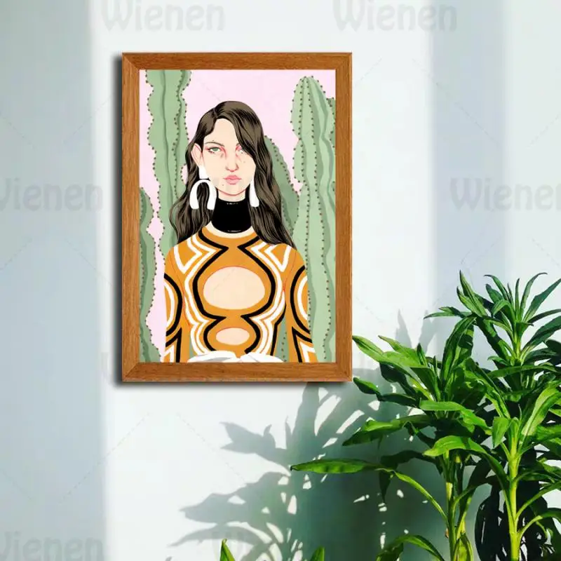 

Decoration Picture Wall Art European and American Woman Portrait Cartoon Illustration Canvas Painting Poster Home Decoration