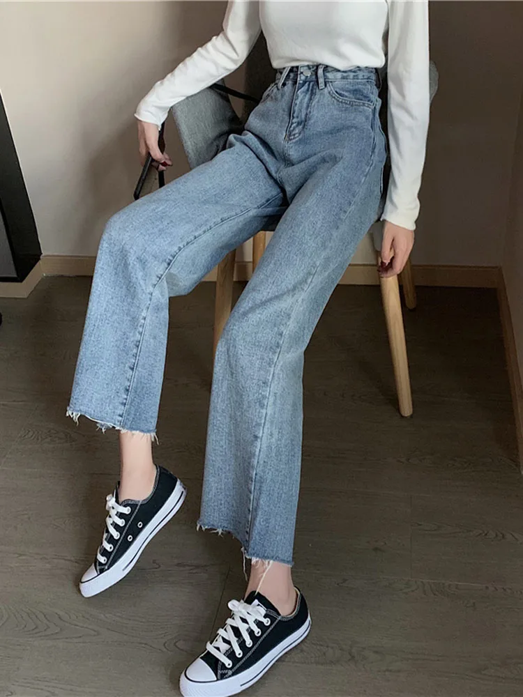 

WAVSIYIER korean style Streetwear Denim Trousers solid vintage jeans woman 2020 autumn winter denim pants women high waist lady