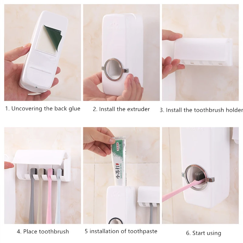 

Toothpaste Dispenser Toothbrush Holder Bathroom products Wall Mount Rack Bath set Automatic Toothpaste Squeezers Lazy wash suit