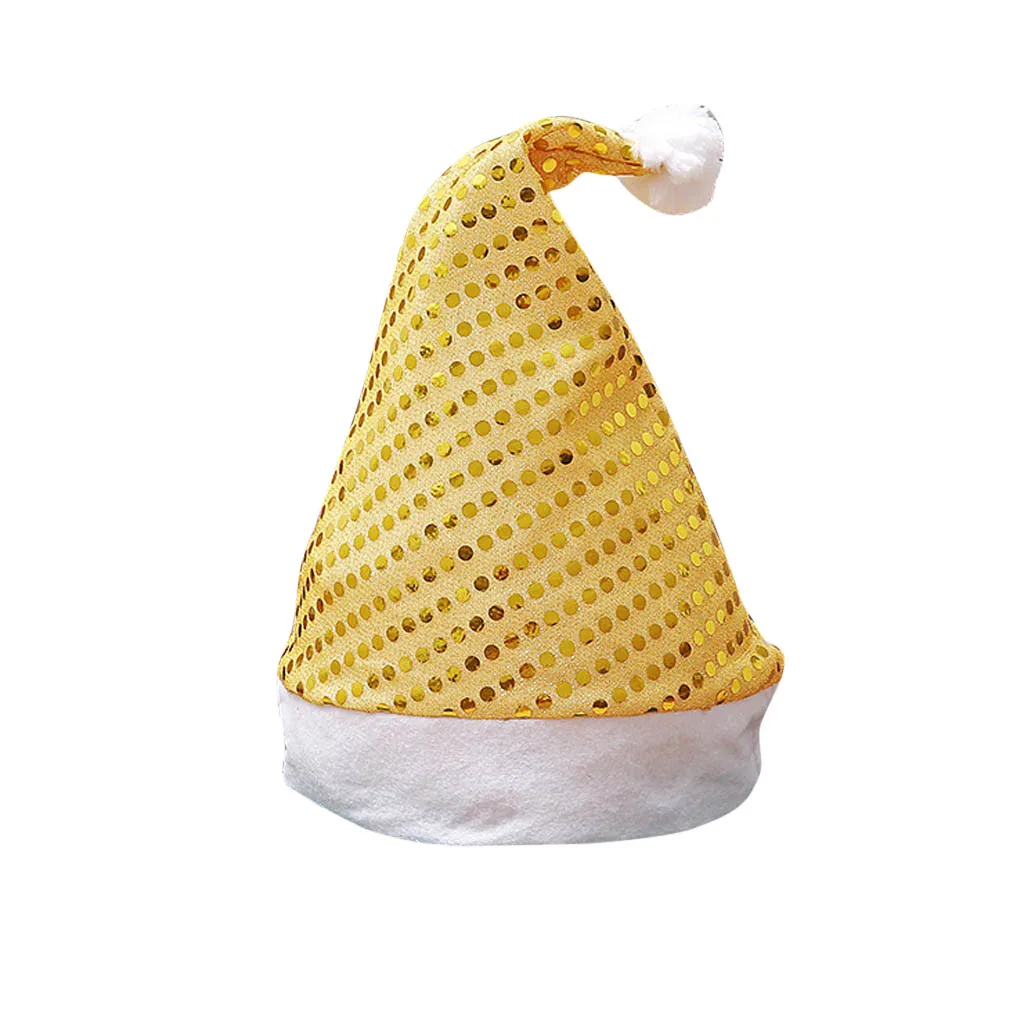 Желтая блестящая шапочка с блестками Рождественская шапка детские украшения для