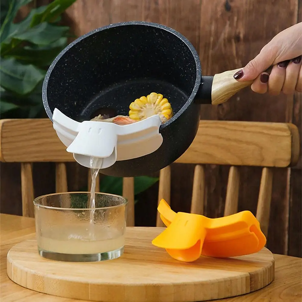 

Silicone Anti-spill Duckbill Drain Pans Leak-proof Pot with Round Mouth Edge Liquid Deflector Funnel Soup Diversion Kitchen Tool