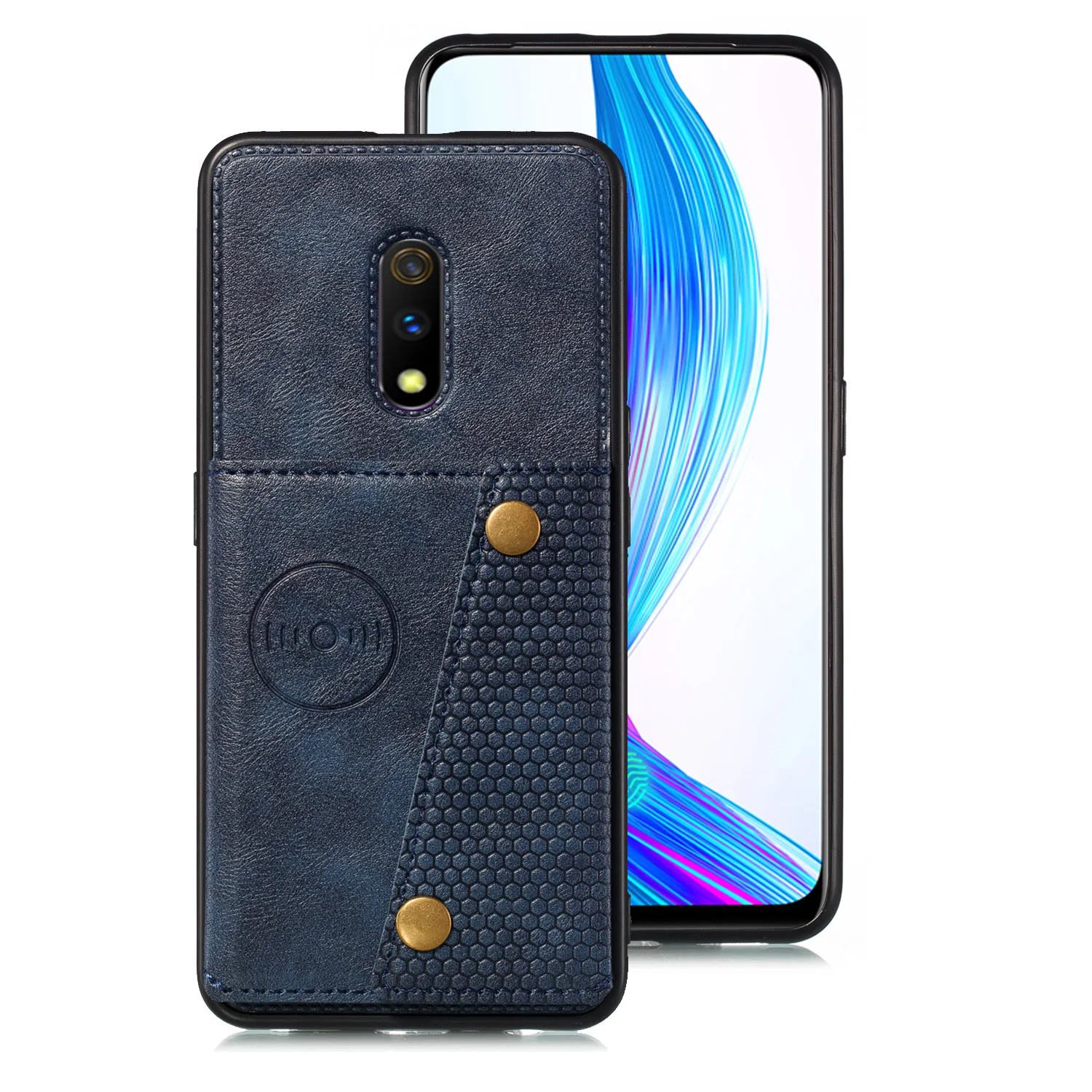 Синий Чехол-бумажник для OPPO F11 REALME 3 A9 Pro X K3 из искусственной кожи с держателем для карт, задняя крышка для телефона с магнитной подставкой OPPO RENO Z 10x Zoom - Цвет: Синий