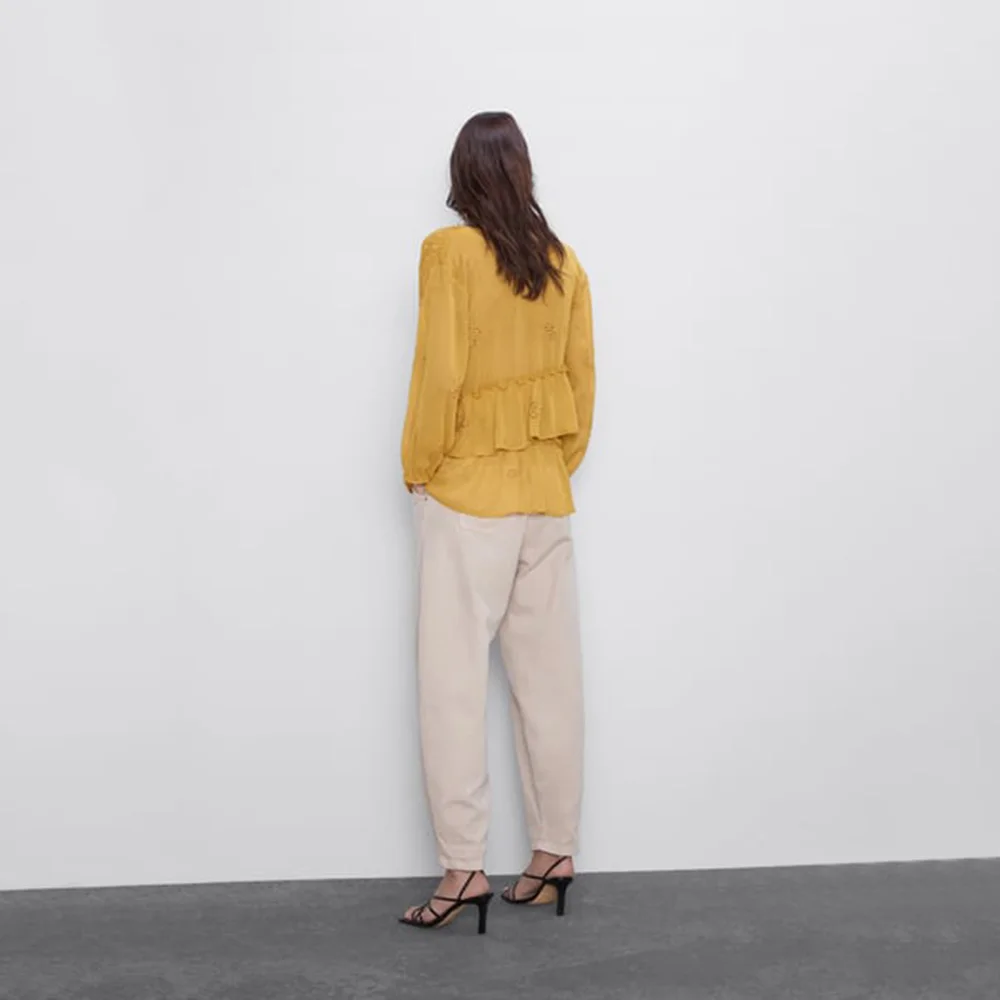 Za 2019 осенний Новый кардиган с оборками модная женская одежда повседневная