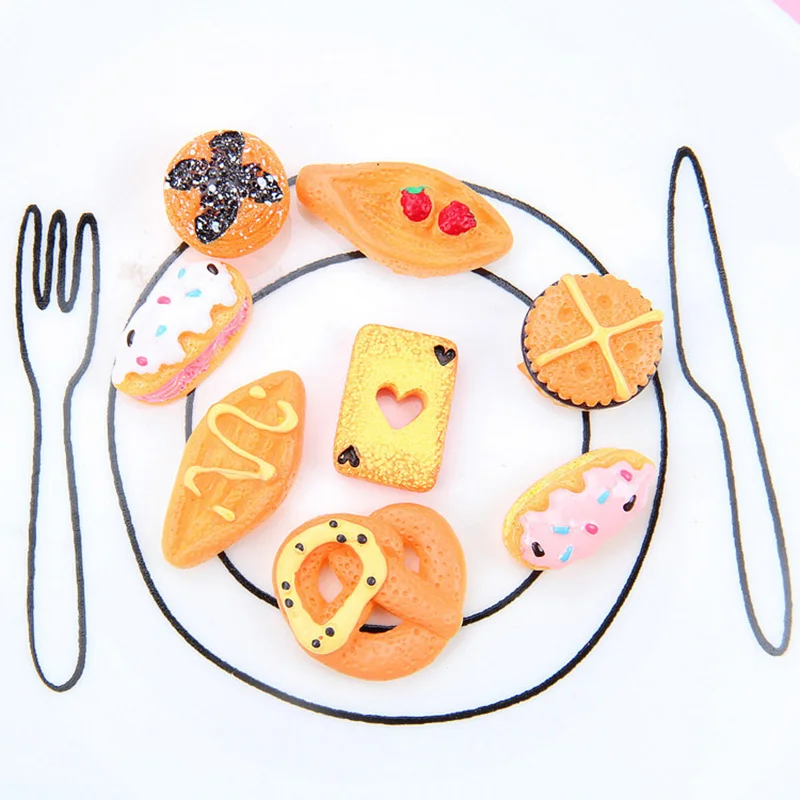 10 шт./лот имитационный хлеб из смолы кабошон с плоской обратной стороной