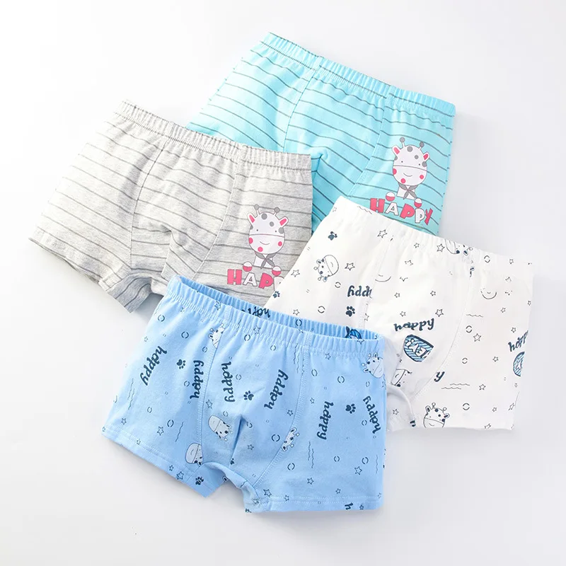 

4 pieces High Quality Children's Underwear for Kids Cartoon Shorts Soft Cotton Underpants Boys Teenage Striped Panties 1-12Y