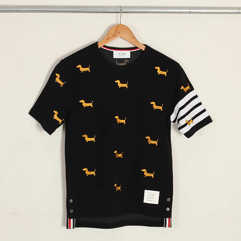 

2021 TB fashion brand puppy embroidery t-shirts men short sleeve o-neck hip pop summer tees sport striped cotton tops male