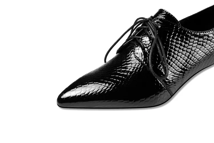 

Fashion high heels small leather shoes lace-up pointed cow patent leather single shoes genuine leather women's shoes X737