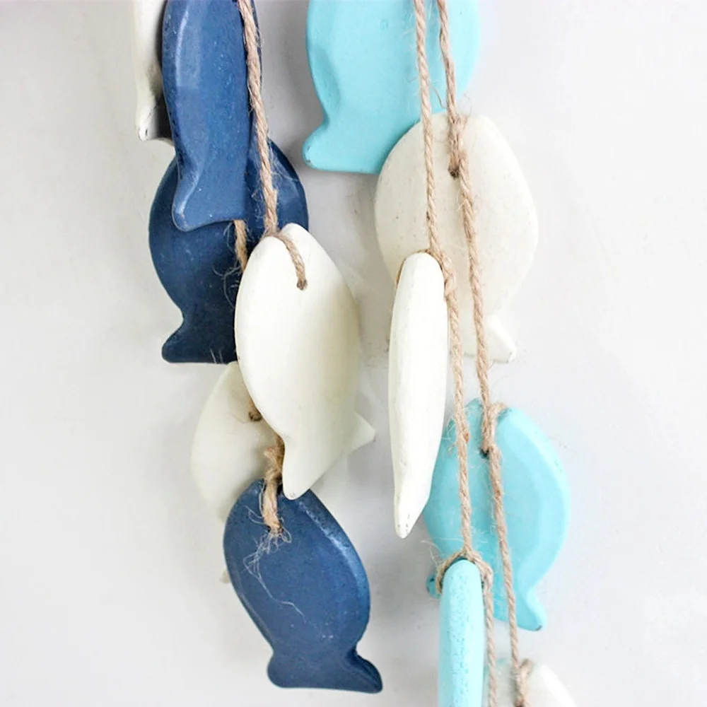 

Mediterranean Style Wooden Fish Hanging Decor Boat Ship Beach Wall Ornament