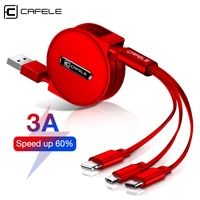cafele retractable 3 in 1 usb cable for iphone micro usb type c cable fast charging portable cable lighting usb c