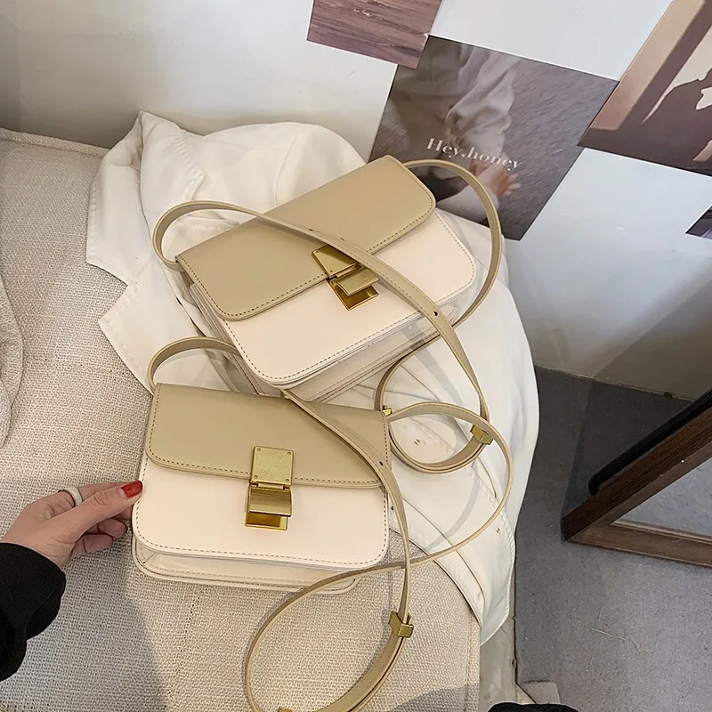 

Causal Style Panelled Color Women Shoulder Bag Luxury Designer Bags Chic Leather Handbags and Purses Female Totes Khaki 2021 New