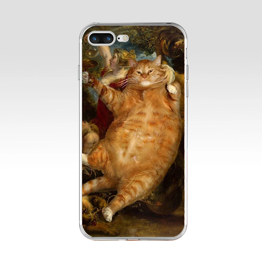 14aa art cat gift soft silicone tpu cover phone case for iphone 6 6s 7 8 plus case free global shipping