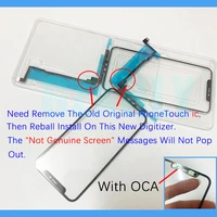10pcs no touch ic tp digitizer screen glass with oca glue film for iphone 11 12 pro max original touch ic chip need re install