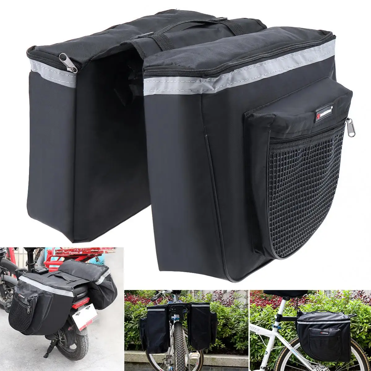 

Bicycle Rear Back Bag Waterproof Double Side Saddle Bag Motorcycle Electric Bike Tail Seat Bag