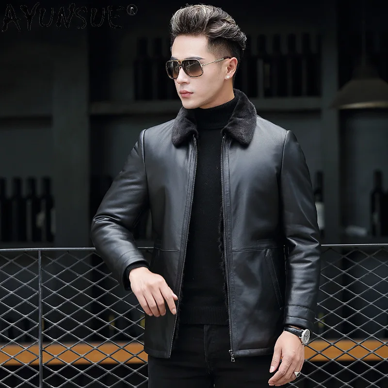 

Куртка мужская из натуральной норки AYUNSUE, зимняя теплая, WPY4105, 2021