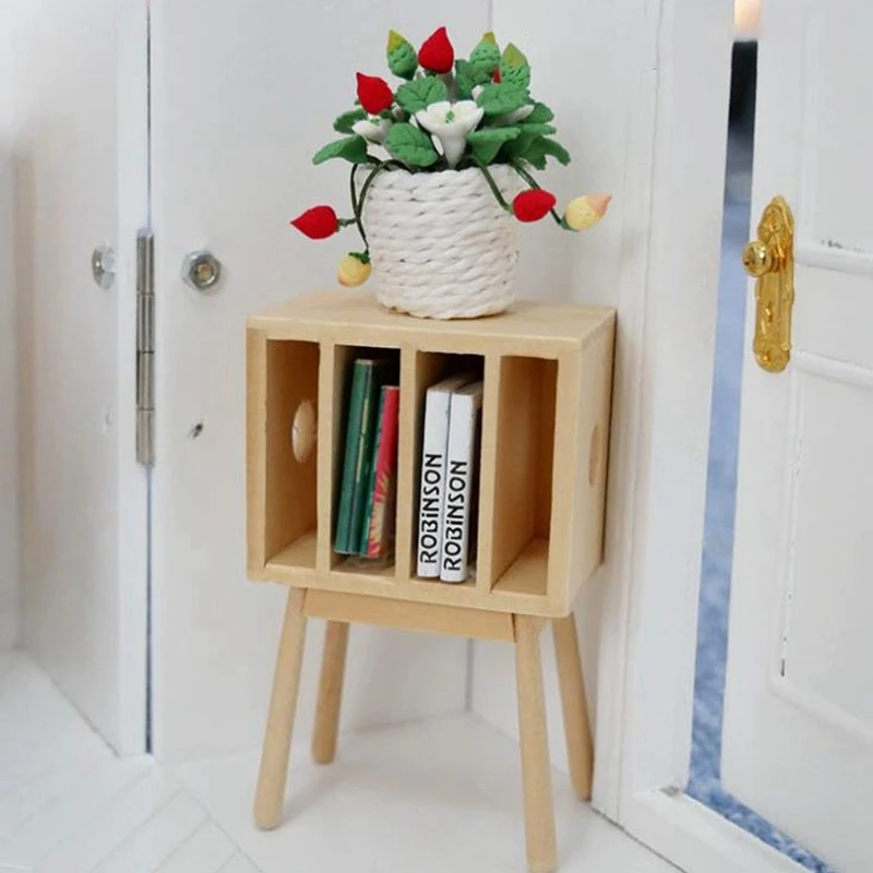 

1:12 Miniature Wooden Storage Bookshelf Dollhouse Furniture Decor for Book Jewelry Sundries