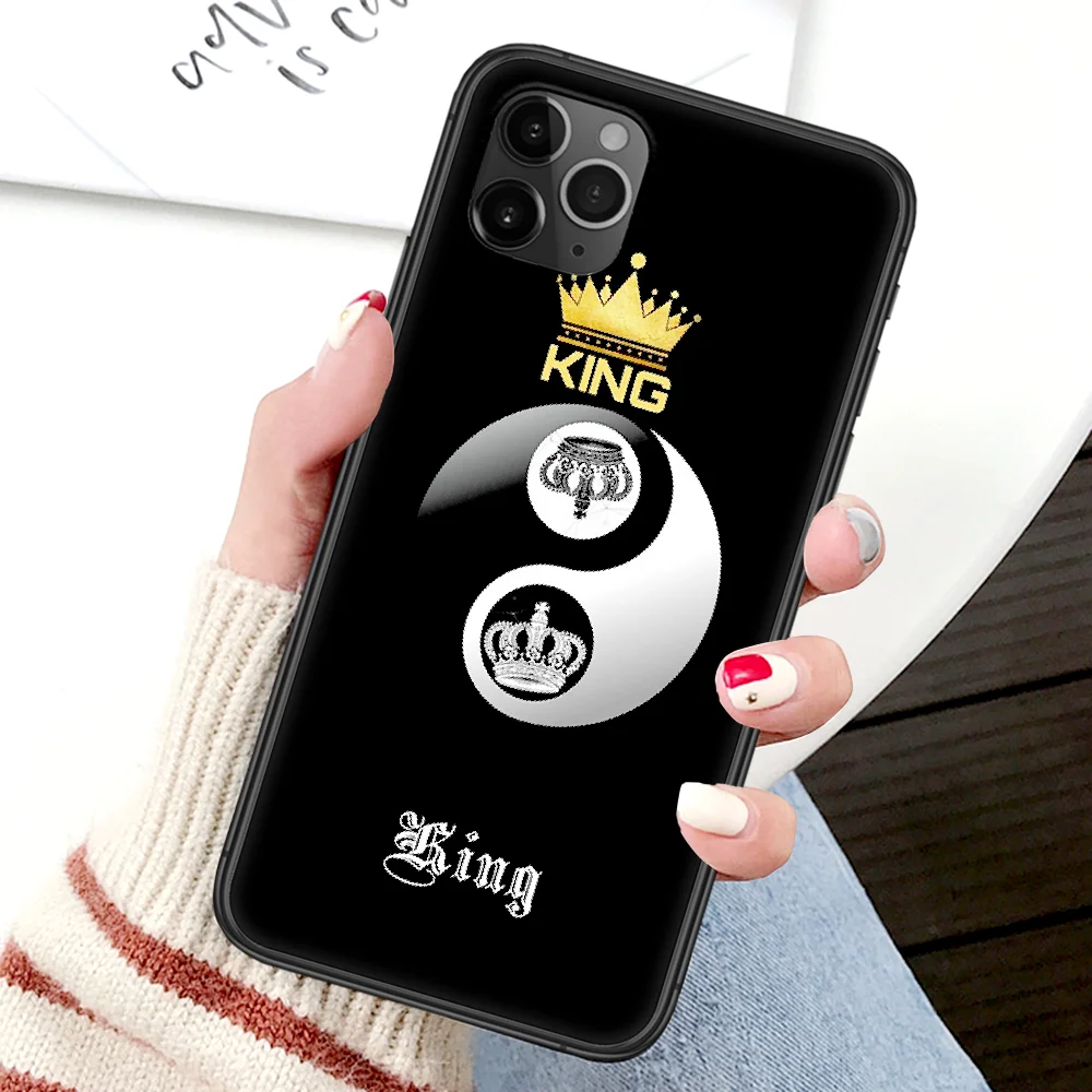 

Horror Crown King Queen Phone Case For Iphone 4 4s 5 5S SE 5C 6 6S 7 8 Plus X XS XR 11 12 Mini Pro Max 2020 black Waterproof 3D