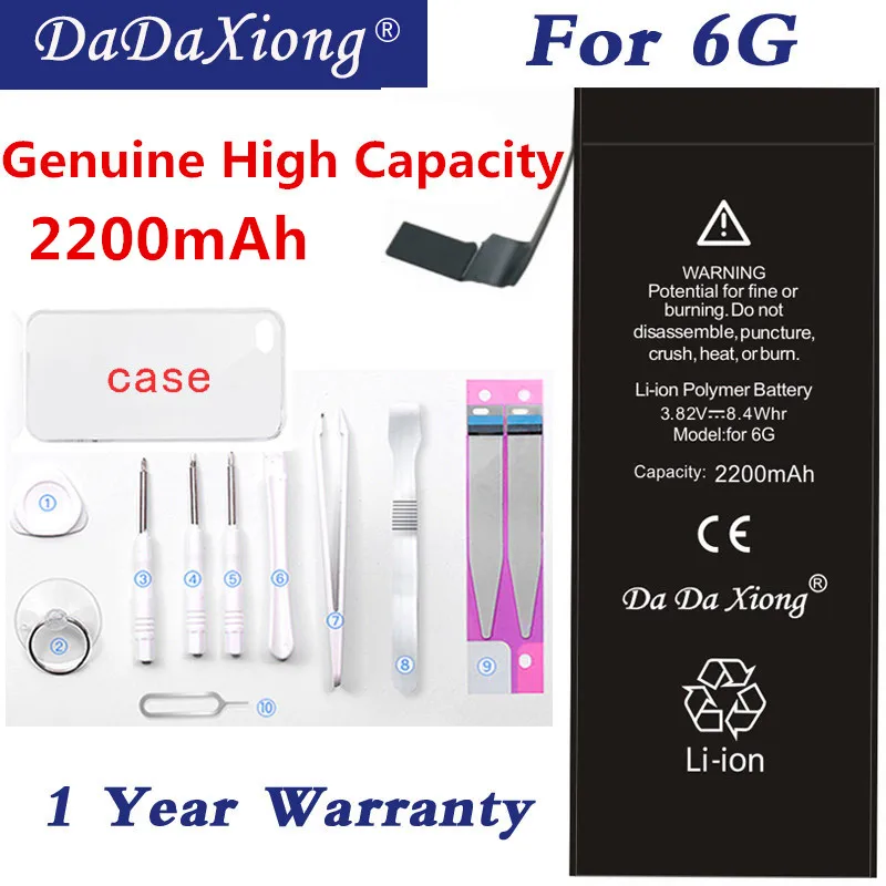 Оригинальный телефонный аккумулятор DaDaXiong для iPhone 6 6G 2200 мАч сменные батареи