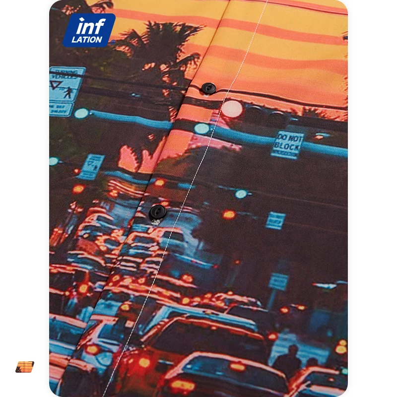 

INFALTION Landscape Digital Printed Shirt Men High Street Hip Hop Shirt 2021 Trending Funny Graphic Shirt Male Plus Size 2247S21