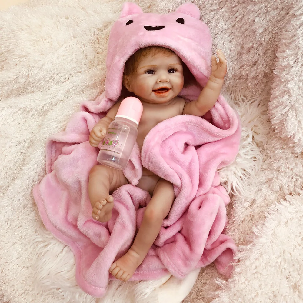 

50cm Baby Reborn Full Silicone Inteiro Baby Life Reborn Dolls with Bathrobe Bottle Nipple Bebe Reborn Menina Toddler Bonecas Toy