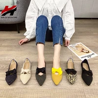 2021 spring bow womens shoes fashion flat single shoes pointed toe peas shoes comfortable womens shoes plus size 40