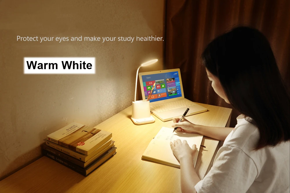 LED Desk Lamp USB Rechargeable Touch Dimming Adjustment Table Lamp for Children Kids Reading Study Bedside Living Room Bedroom