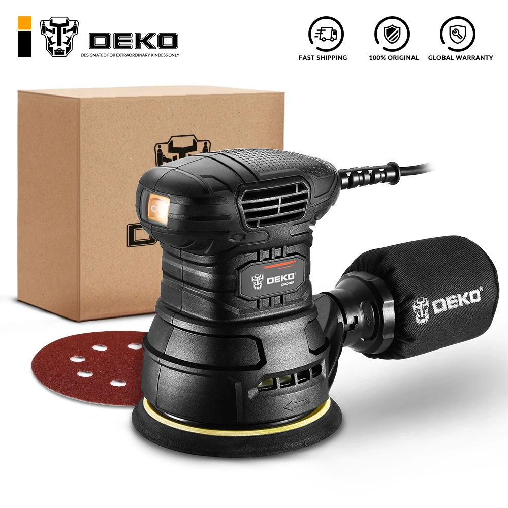 DEKO DKSD125J1/DKSD150J2 350 Вт случайный орбитальная шлифовальная машина с выхлопом пыли и