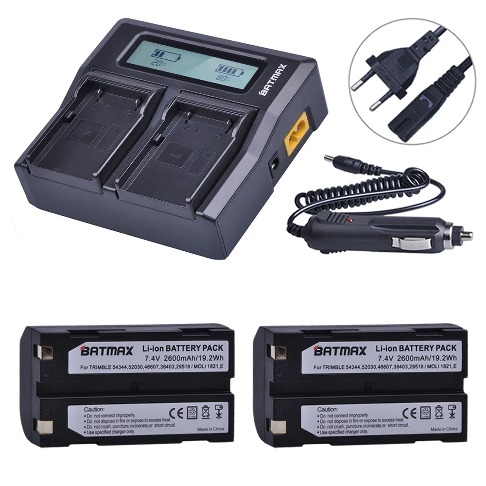 

D-Li1 Batteries 2600mAh 54344 Battery Akku + Rapid LCD Dual Charger for Trimble 5700,5800,R6,R7,R8,TSC1 GPS RECEIVER Batteries