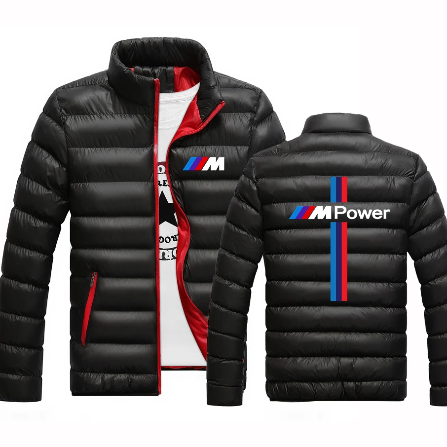 

2021 Autumn New Men's Popular BMW Car Logo Padded College Zipper Jackets Warm High Street Print Hip Hop High Street Coats Tops