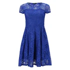Модное кружевное платье с круглым вырезом и коротким рукавом, новинка 2020, женские офисные платья в европейском и американском стиле, облегающее и расклешенное, короткое до колена
