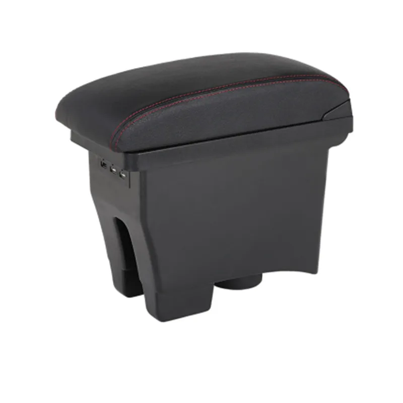 Black and black line Для Volkswagen VW Polo Подлокотники коробка с двойным дном+ usb 2011 - Название цвета: Black and black line