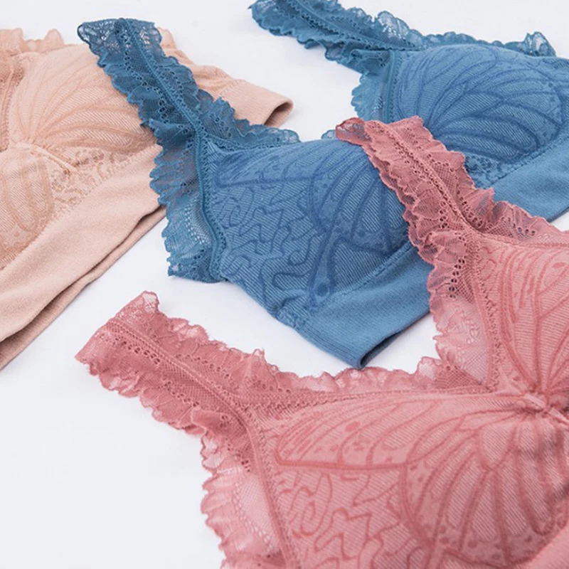 

Women Lace Seamless Bra Women Wireless Lingerie Butterfly Pattern Soft Comfortable Underwear