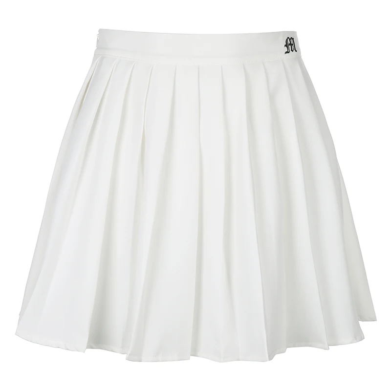 

2021 White Pleated Skirt Short Woman Elastic Waist Mini Skirts Sexy Mircro Summer Embroidery Mini Tennis Skirt New Preppy
