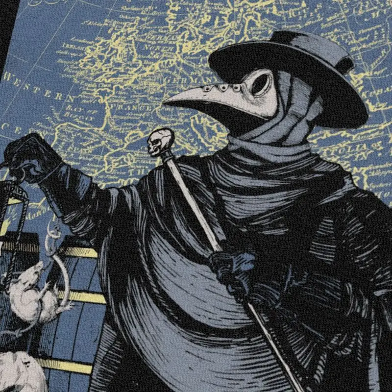 Футболка мужская с принтом Чумного доктора хлопковая тенниска короткими