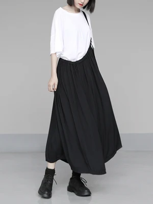 Новые товары Япония простое свободное платье юбка-юбка из хлопка длинная юбка |