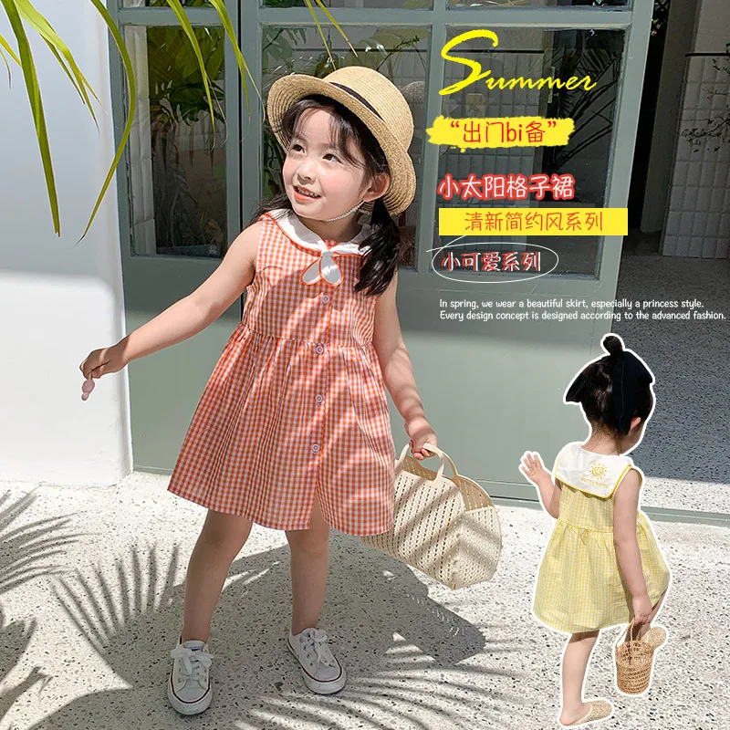 Летнее Новое поступление 2020 милое клетчатое Хлопковое платье в Корейском стиле