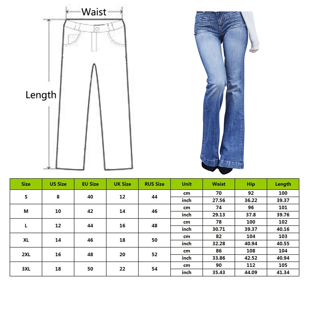 

Flare Jeans Pants Women New Casual Vintage Denim Ladies High Waist Stretch Pocket Trousers 2021 Fashion Plus Size Wide Leg Jeans