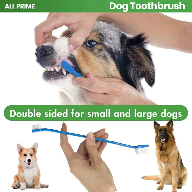 Двухсторонняя зубная щетка для собак 2 шт. Мягкая с длинной ручкой домашних