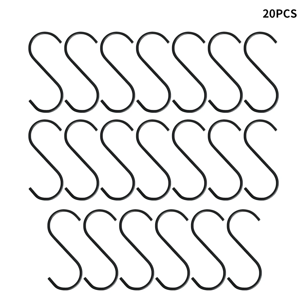 

Держатель для полотенец 20 шт., офисный Многофункциональный S-образный крючок для дома, кухни, ванной комнаты, черная железная вешалка для кас...