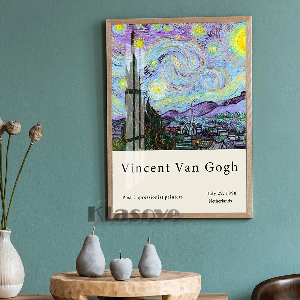 

Vincent Van Gogh Classic Famous Canvas Painting The Starry Night Vintage Illustration Wall Art Prints Poster Bedroom Home Decor