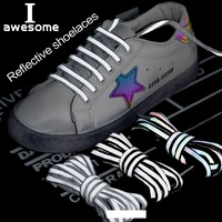 1 pair 100cm120cm140cm cool highlight fluorescent sneaker shoestrings sport shoelaces reflective round rope light shoes lace