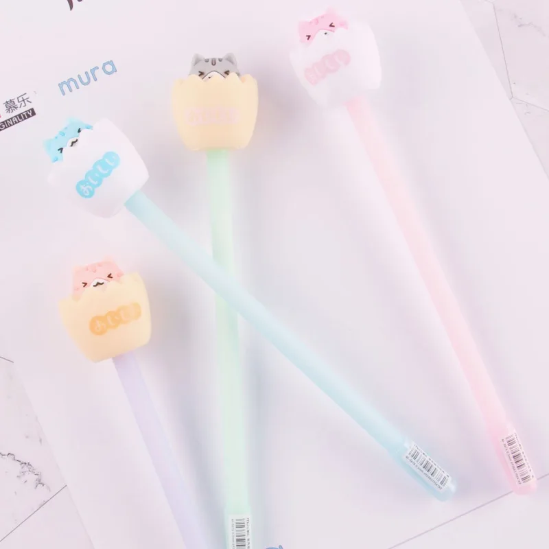 

30 pcs/lot Creative Cat Egg Pendant Gel Pen Cute 0.5 mm black Ink neutral Pen Promotional Gift Stationery School Supplies