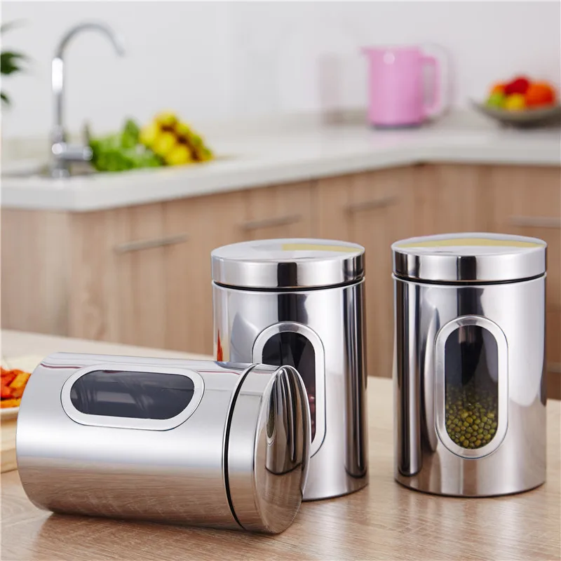 Герметичные банки из нержавеющей стали большой контейнер для хранения