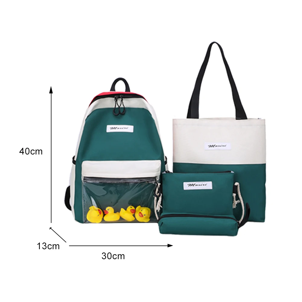 

4pcs/Set Canvas Backpacks Hit Color School Rucksack Teenager Students Large Capacity Shoulder Bags Cute Bookbags Bagpack