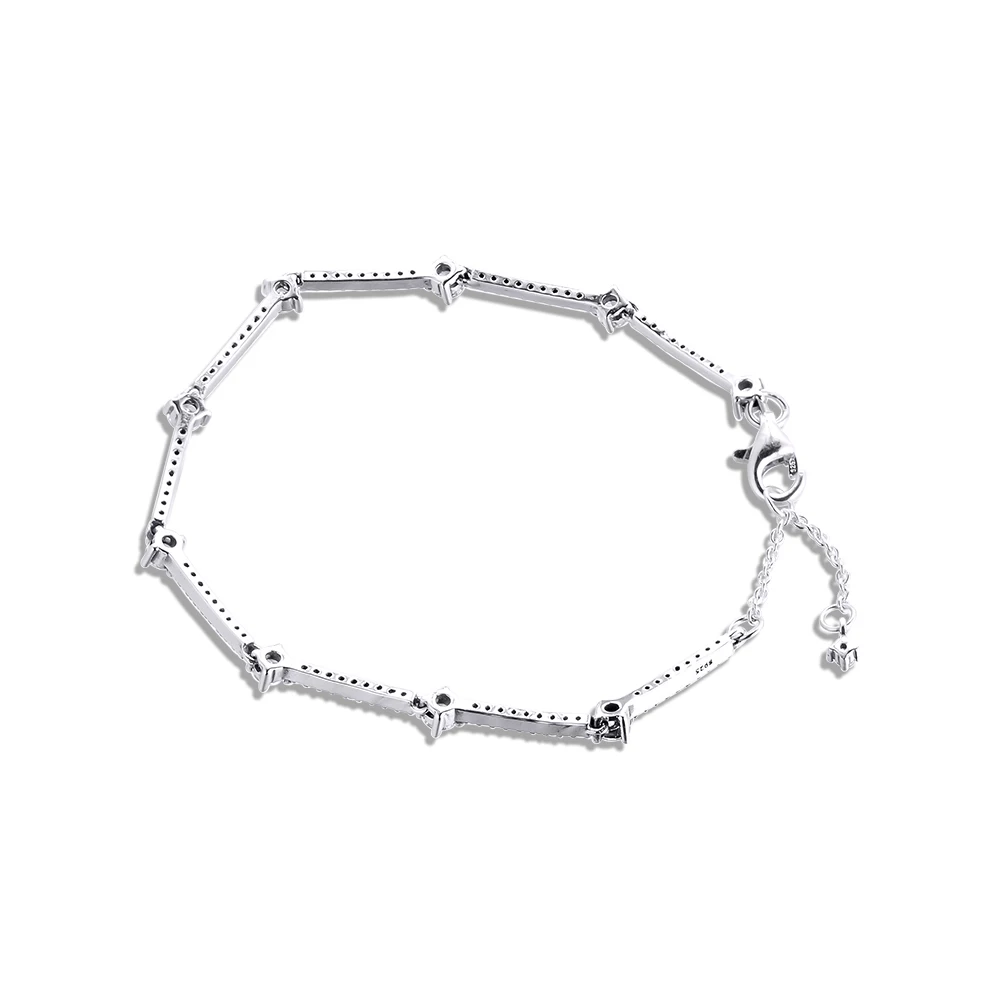 

Sparkling Pave Bars Bracelet 925 Sterling Silver Jewelry Fashion Bracelets For Woman DIY 2020 Winter
