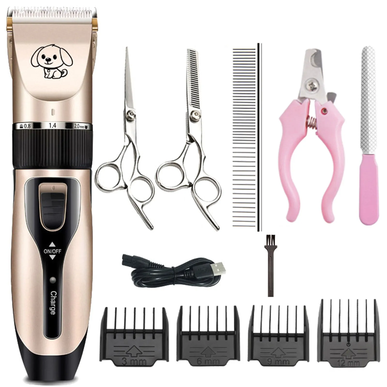 

Professional Pet Dog Hair Clipper Electric Cat Grooming Trimmer Rechargeable Cordless Shaver Haircut Scissor Kit 110-240V AC
