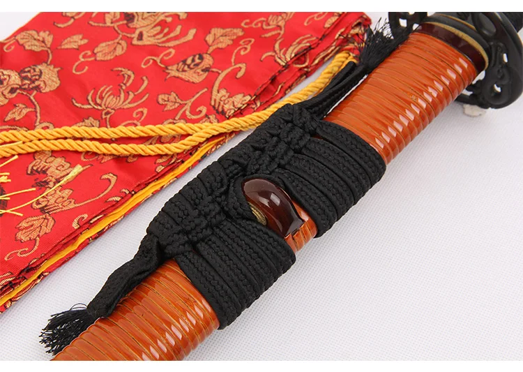 

High quality handmade katana 1095Clay-tempered HCS steel japanese samurai swords razor sharp edge Brass Guard wooden sheath