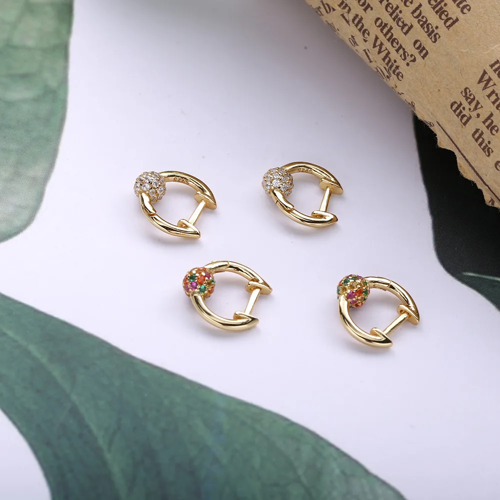 

YinDX 925 Sterling Silver Hoop Earrings 2020 New Fashion Rainbow Pav Style Ladies Fashion Luxury Jewelry